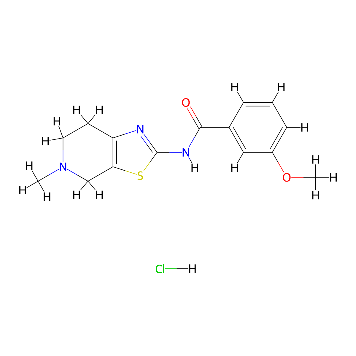 3-methoxy-N-(5-methyl-4,5,6,7-tetrahydrothiazolo[5,4-c]pyridin-2-yl)benzamide hydrochloride molecular structure, CAS 1190003-02-1