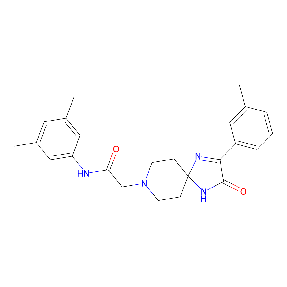 N-(3,5-dimethylphenyl)-2-(3-oxo-2-(m-tolyl)-1,4,8-triazaspiro[4.5]dec-1-en-8-yl)acetamide molecular structure, CAS 1190003-12-3