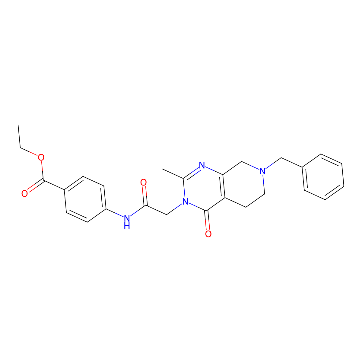 ethyl 4-(2-{7-benzyl-2-methyl-4-oxo-3H,4H,5H,6H,7H,8H-pyrido[3,4-d]pyrimidin-3-yl}acetamido)benzoate molecular structure, CAS 1190003-69-0