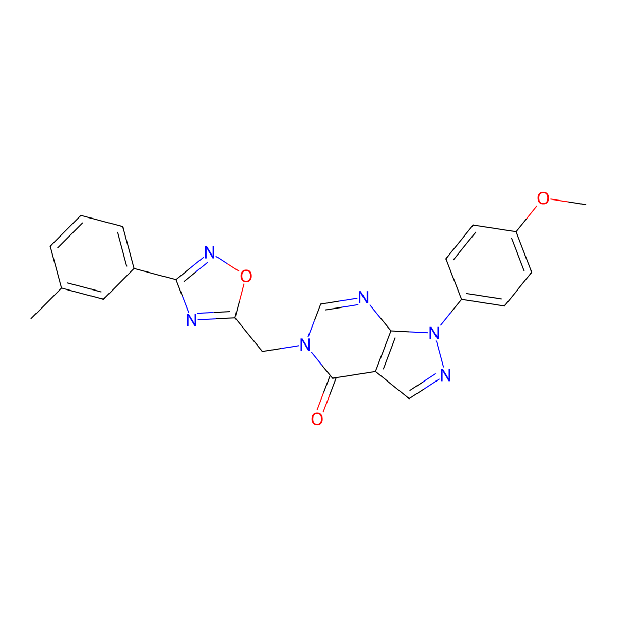 1-(4-Methoxyphenyl)-5-{[3-(3-methylphenyl)-1,2,4-oxadiazol-5-YL]methyl}-1H,4H,5H-pyrazolo[3,4-D]pyrimidin-4-one molecular structure, CAS 1190003-77-0