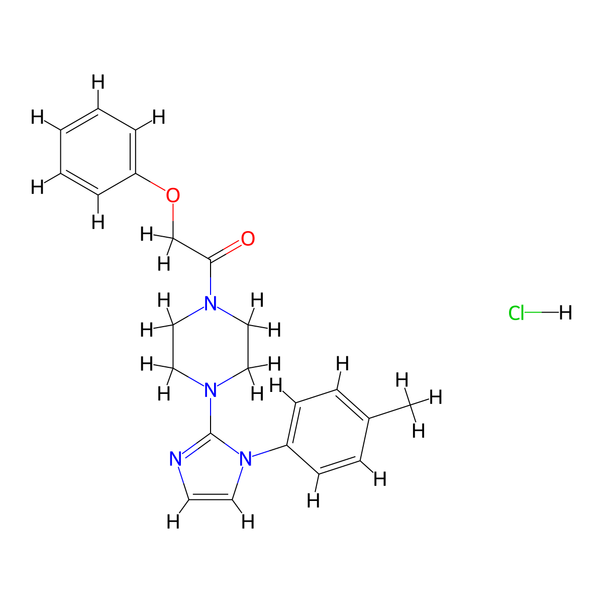 2-phenoxy-1-(4-(1-(p-tolyl)-1H-imidazol-2-yl)piperazin-1-yl)ethanone hydrochloride molecular structure, CAS 1190004-39-7