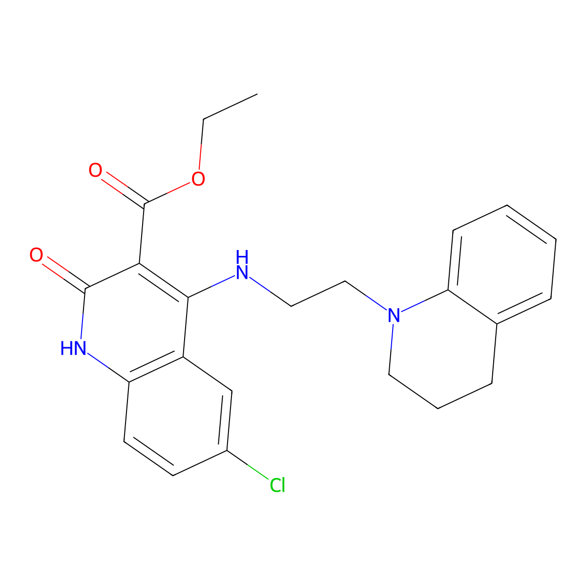 ethyl 6-chloro-4-((2-(3,4-dihydroquinolin-1(2H)-yl)ethyl)amino)-2-oxo-1,2-dihydroquinoline-3-carboxylate molecular structure, CAS 1190005-40-3