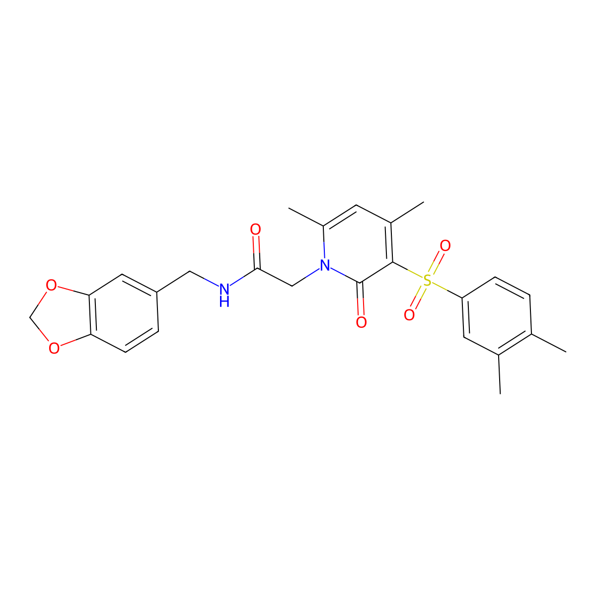 N-[(2H-1,3-benzodioxol-5-yl)methyl]-2-[3-(3,4-dimethylbenzenesulfonyl)-4,6-dimethyl-2-oxo-1,2-dihydropyridin-1-yl]acetamide molecular structure, CAS 1190005-82-3