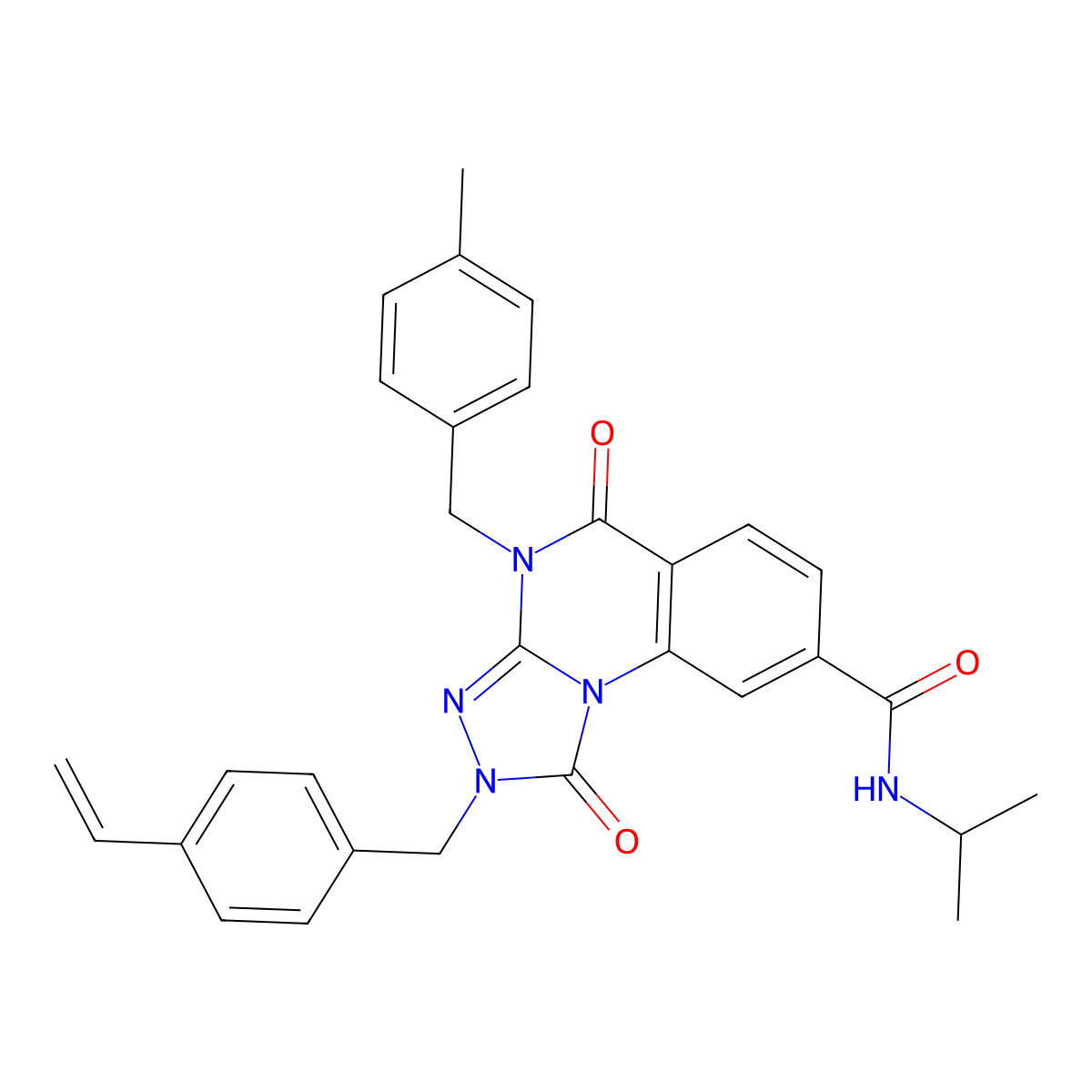 N-isopropyl-4-(4-methylbenzyl)-1,5-dioxo-2-(4-vinylbenzyl)-1,2,4,5-tetrahydro-[1,2,4]triazolo[4,3-a]quinazoline-8-carboxamide molecular structure, CAS 1190006-28-0