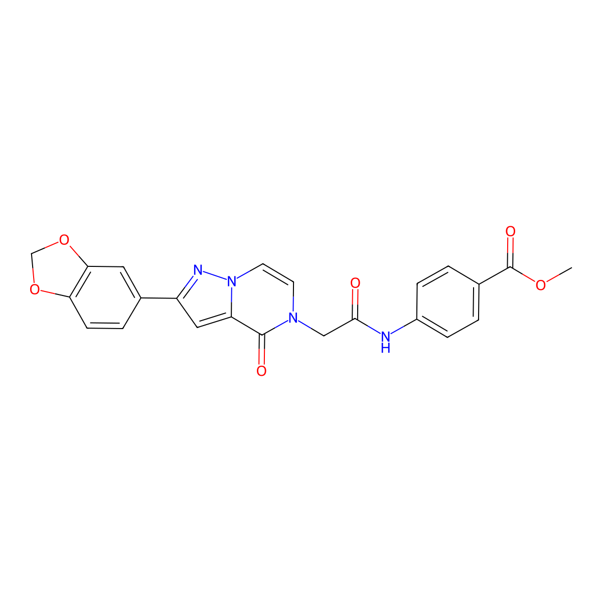 methyl 4-({[2-(1,3-benzodioxol-5-yl)-4-oxopyrazolo[1,5-a]pyrazin-5(4H)-yl]acetyl}amino)benzoate molecular structure, CAS 1190007-84-1