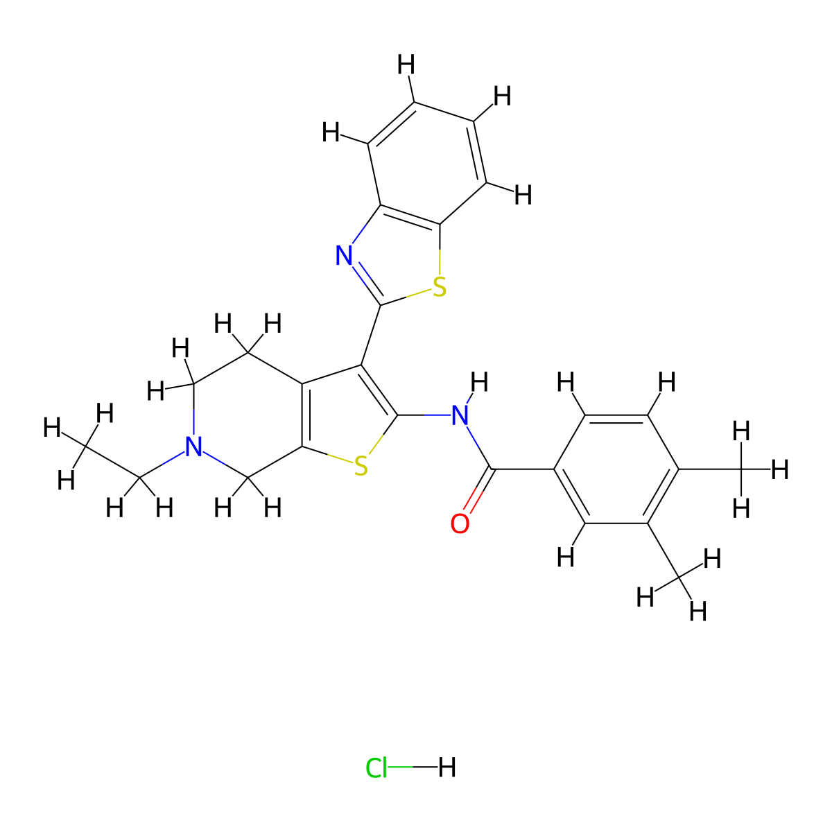N-(3-(benzo[d]thiazol-2-yl)-6-ethyl-4,5,6,7-tetrahydrothieno[2,3-c]pyridin-2-yl)-3,4-dimethylbenzamide hydrochloride molecular structure, CAS 1190008-87-7
