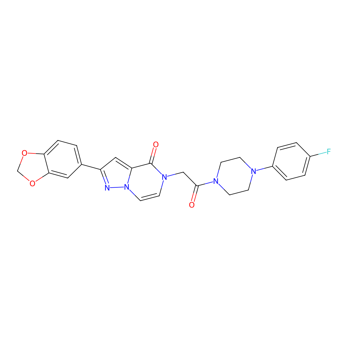 2-(1,3-benzodioxol-5-yl)-5-{2-[4-(4-fluorophenyl)piperazin-1-yl]-2-oxoethyl}pyrazolo[1,5-a]pyrazin-4(5H)-one molecular structure, CAS 1190009-20-1