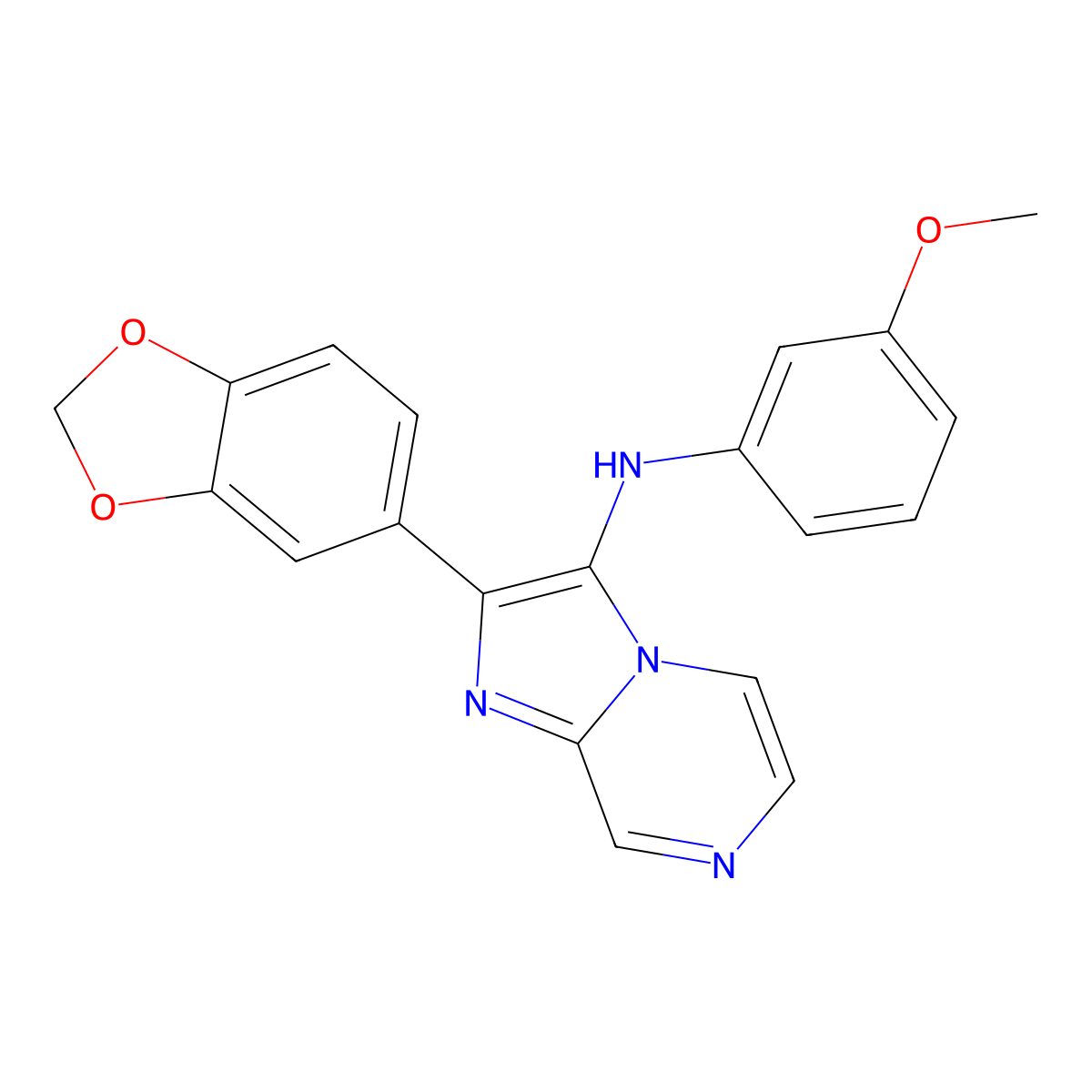 2-(1,3-benzodioxol-5-yl)-N-(3-methoxyphenyl)imidazo[1,2-a]pyrazin-3-amine molecular structure, CAS 1190009-38-1