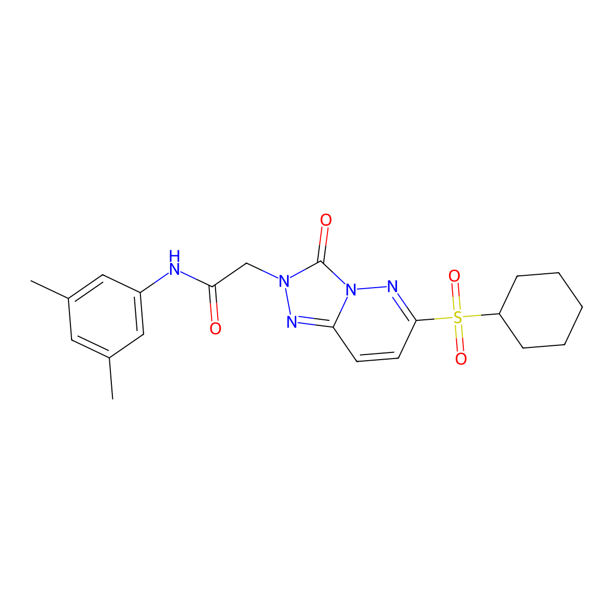 2-[6-(cyclohexanesulfonyl)-3-oxo-2H,3H-[1,2,4]triazolo[4,3-b]pyridazin-2-yl]-N-(3,5-dimethylphenyl)acetamide molecular structure, CAS 1190009-42-7