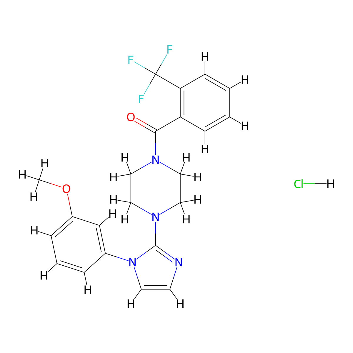 (4-(1-(3-methoxyphenyl)-1H-imidazol-2-yl)piperazin-1-yl)(2-(trifluoromethyl)phenyl)methanone hydrochloride molecular structure, CAS 1190009-78-9