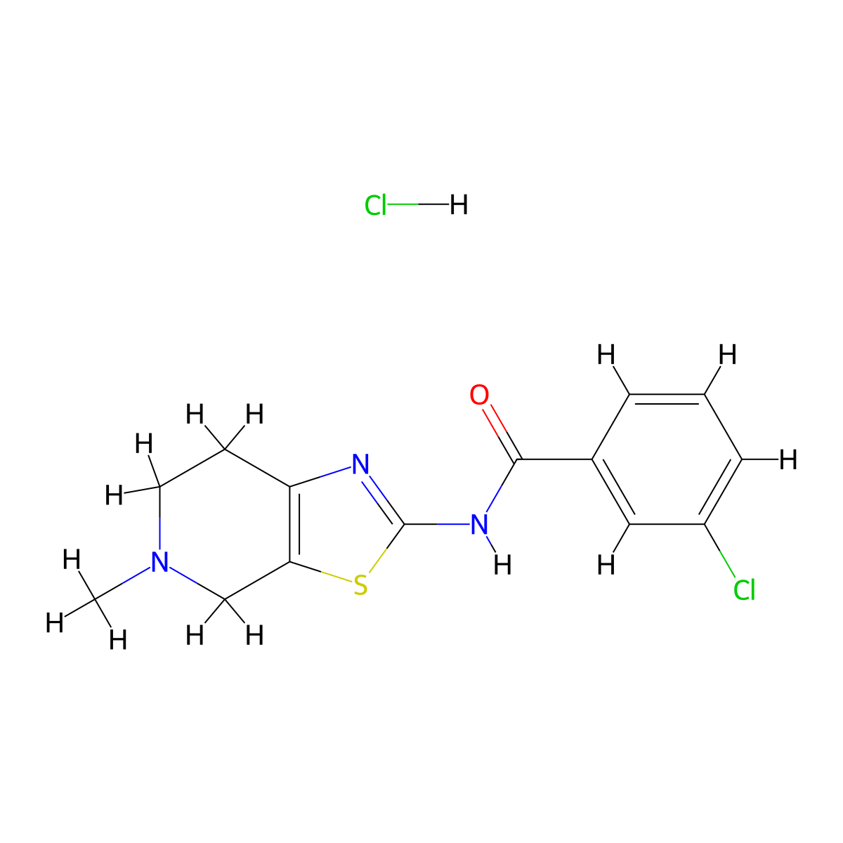 3-chloro-N-(5-methyl-4,5,6,7-tetrahydrothiazolo[5,4-c]pyridin-2-yl)benzamide hydrochloride molecular structure, CAS 1190010-13-9