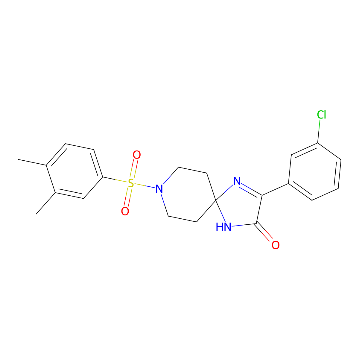 3-(3-Chlorophenyl)-8-((3,4-dimethylphenyl)sulfonyl)-1,4,8-triazaspiro[4.5]dec-3-en-2-one molecular structure, CAS 1190011-06-3