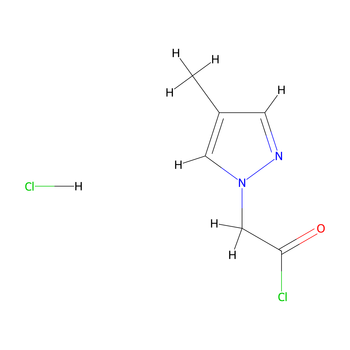 2-(4-methyl-1H-pyrazol-1-yl)acetyl chloride hydrochloride molecular structure, CAS 1190011-74-5