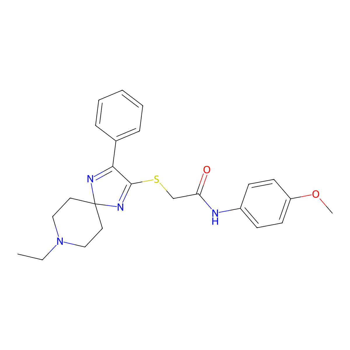 2-((8-ethyl-3-phenyl-1,4,8-triazaspiro[4.5]deca-1,3-dien-2-yl)thio)-N-(4-methoxyphenyl)acetamide molecular structure, CAS 1190012-15-7