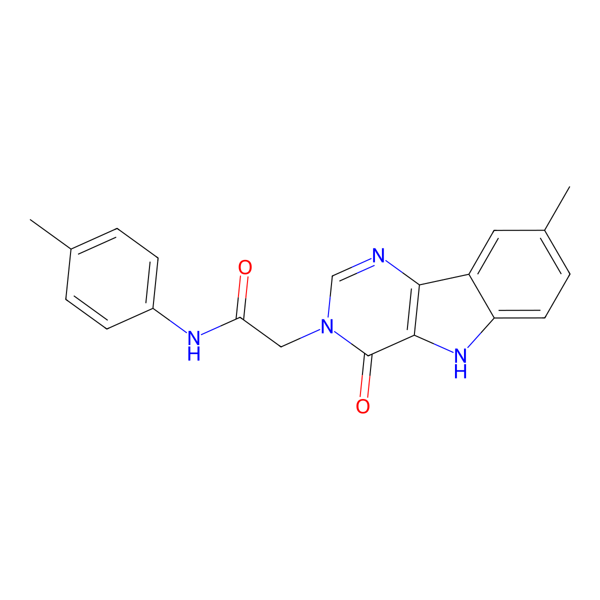 2-(8-methyl-4-oxo-4,5-dihydro-3H-pyrimido[5,4-b]indol-3-yl)-N-(p-tolyl)acetamide molecular structure, CAS 1190012-26-0