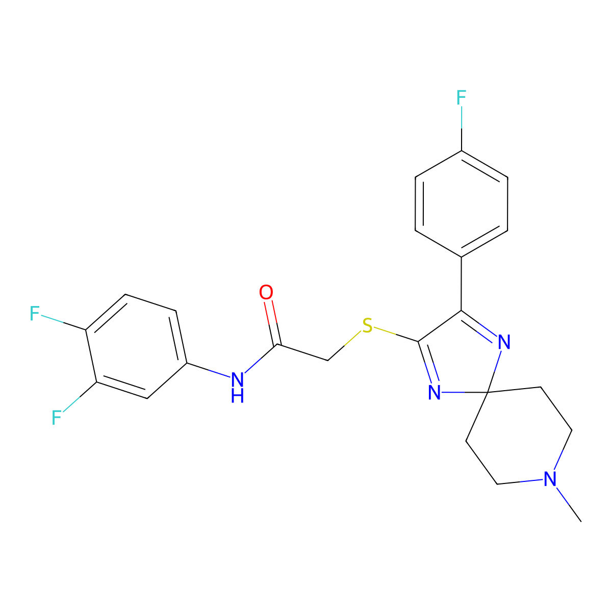 N-(3,4-Difluorophenyl)-2-{[3-(4-fluorophenyl)-8-methyl-1,4,8-triazaspiro[4.5]deca-1,3-dien-2-YL]sulfanyl}acetamide molecular structure, CAS 1190012-29-3