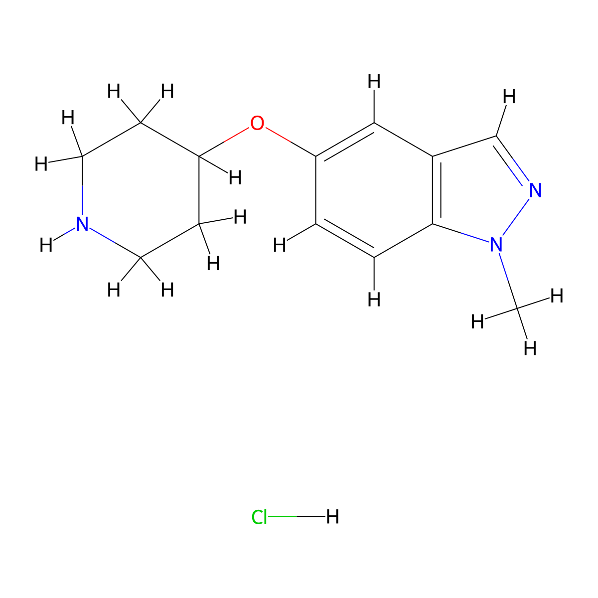 1-Methyl-5-(piperidin-4-yloxy)-1H-indazole hydrochloride molecular structure, CAS 1190012-49-7