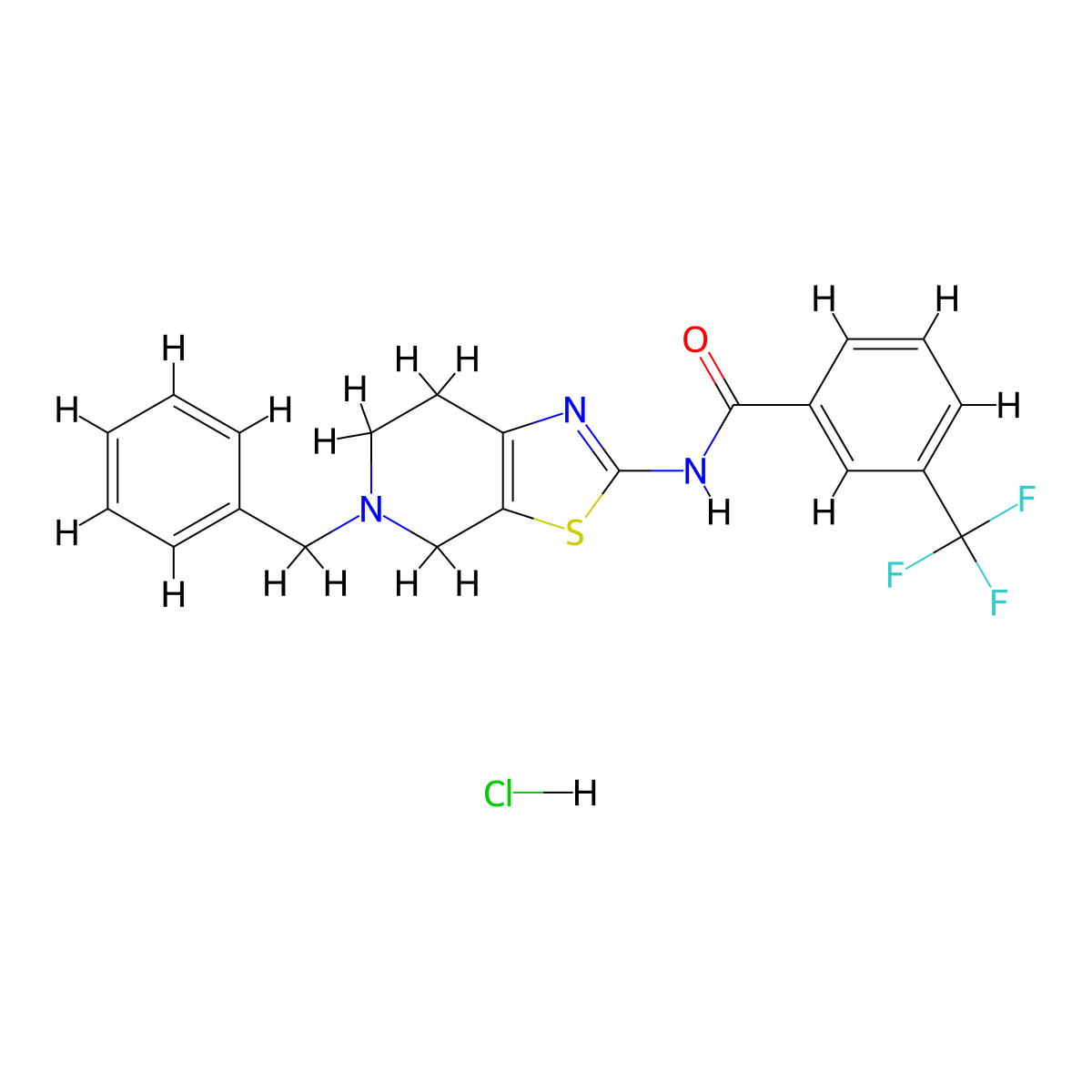 N-(5-benzyl-4,5,6,7-tetrahydrothiazolo[5,4-c]pyridin-2-yl)-3-(trifluoromethyl)benzamide hydrochloride molecular structure, CAS 1190012-86-2