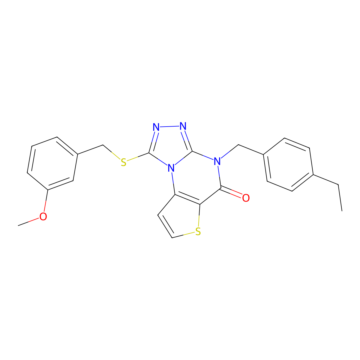4-(4-ethylbenzyl)-1-((3-methoxybenzyl)thio)thieno[2,3-e][1,2,4]triazolo[4,3-a]pyrimidin-5(4H)-one molecular structure, CAS 1190013-60-5