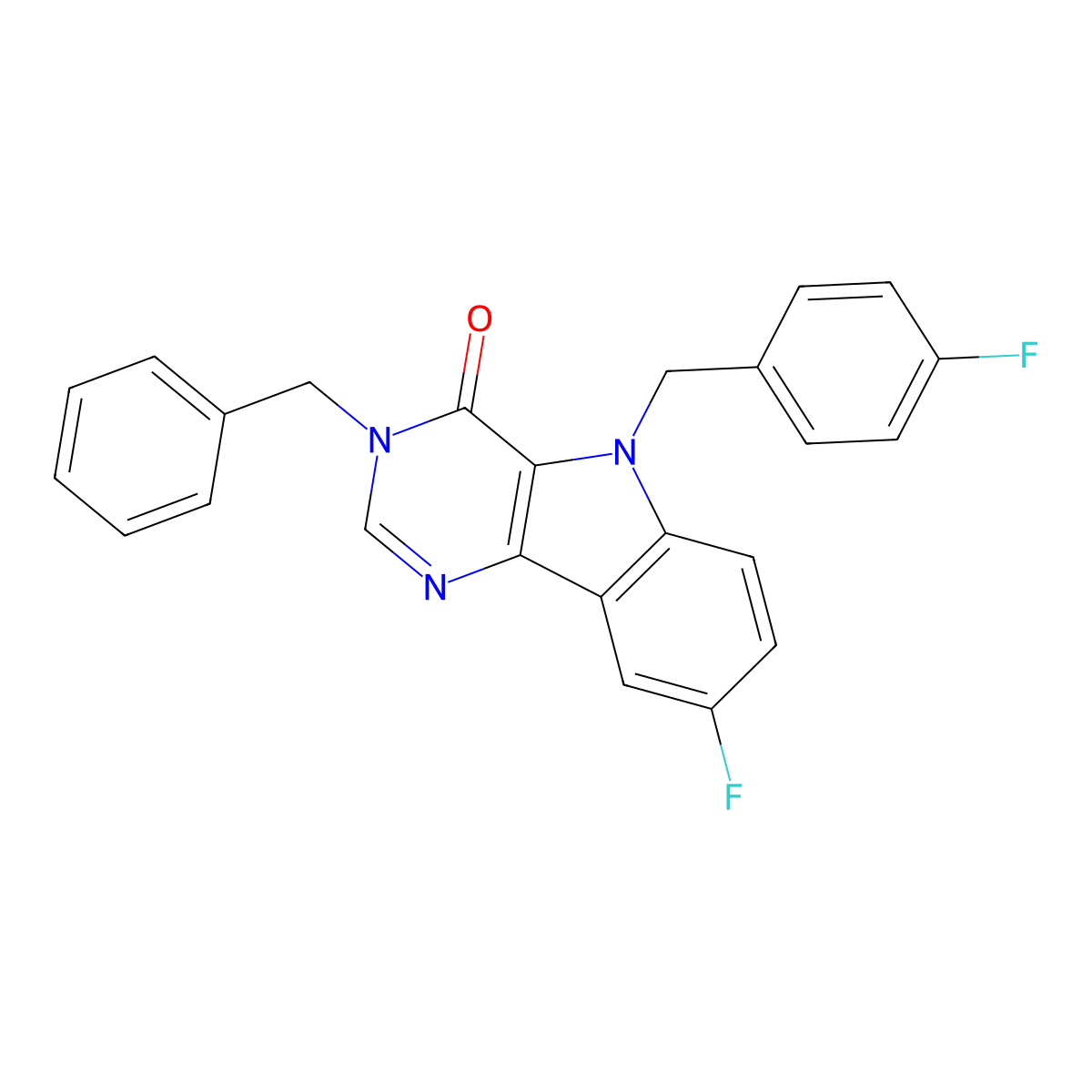3-benzyl-8-fluoro-5-(4-fluorobenzyl)-3H-pyrimido[5,4-b]indol-4(5H)-one molecular structure, CAS 1190015-05-4