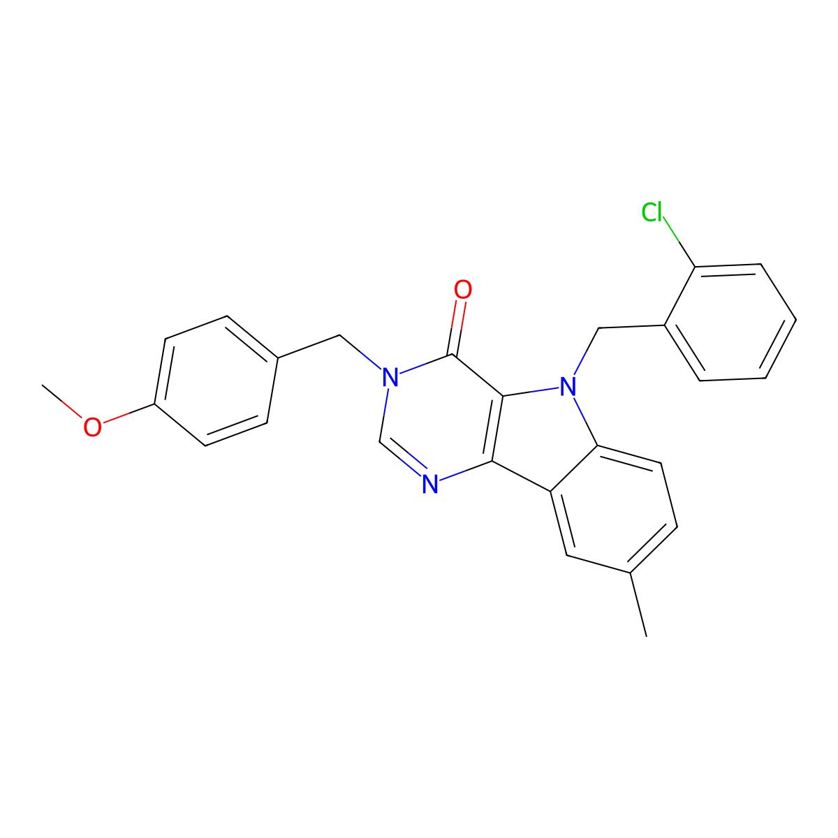 5-(2-chlorobenzyl)-3-(4-methoxybenzyl)-8-methyl-3H-pyrimido[5,4-b]indol-4(5H)-one molecular structure, CAS 1190015-74-7