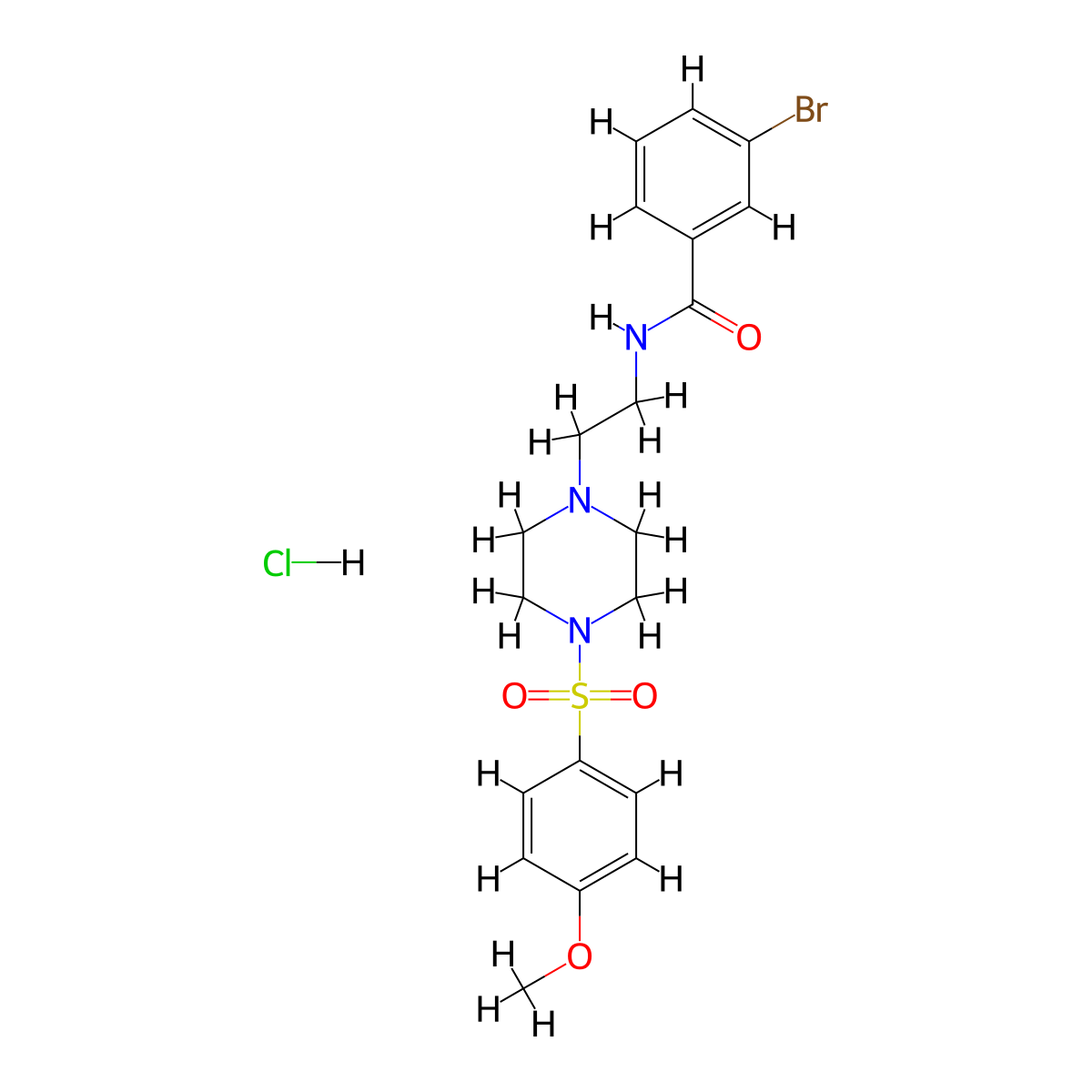 3-bromo-N-(2-(4-((4-methoxyphenyl)sulfonyl)piperazin-1-yl)ethyl)benzamide hydrochloride molecular structure, CAS 1190016-55-7