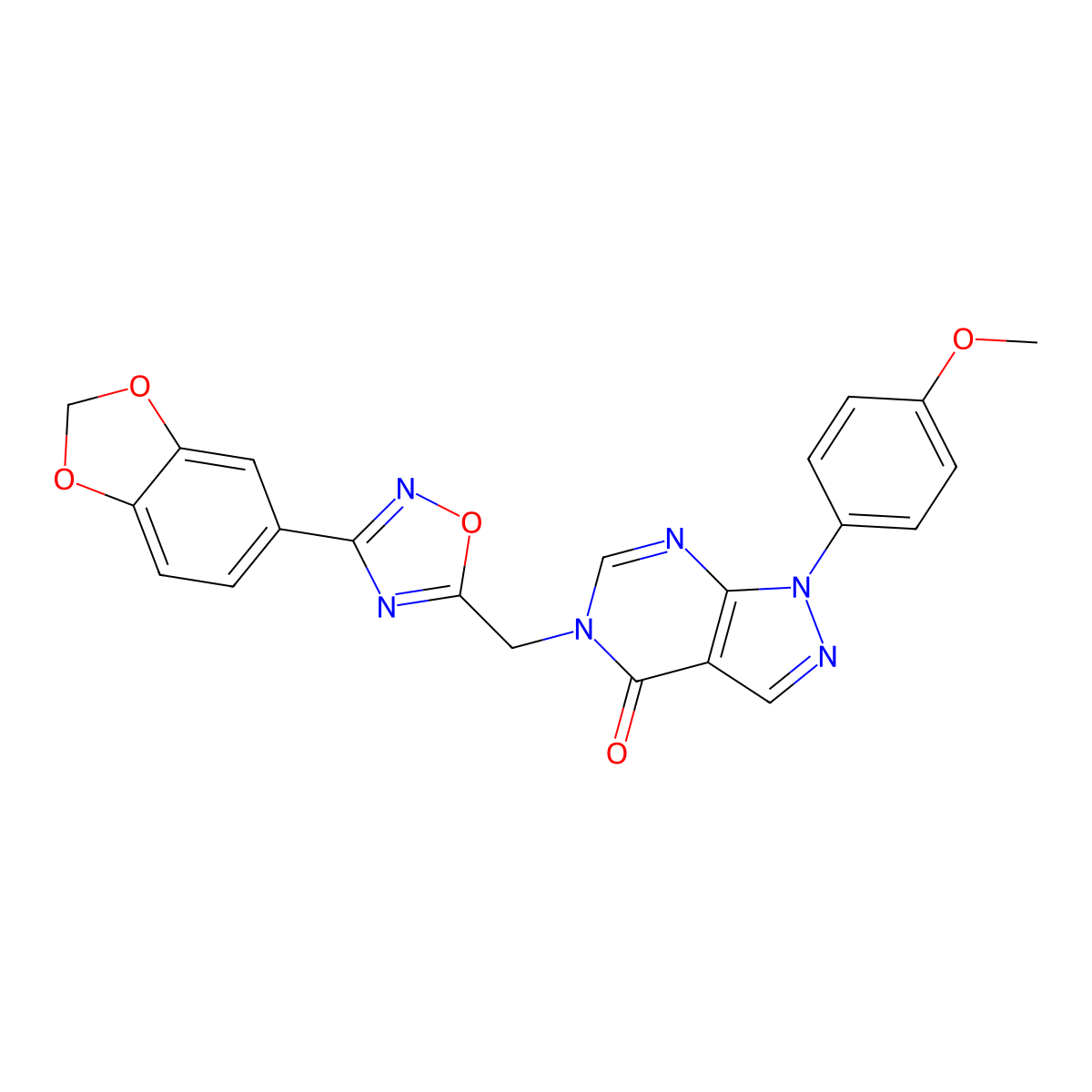 5-{[3-(2H-1,3-benzodioxol-5-yl)-1,2,4-oxadiazol-5-yl]methyl}-1-(4-methoxyphenyl)-1H,4H,5H-pyrazolo[3,4-d]pyrimidin-4-one molecular structure, CAS 1190016-74-0