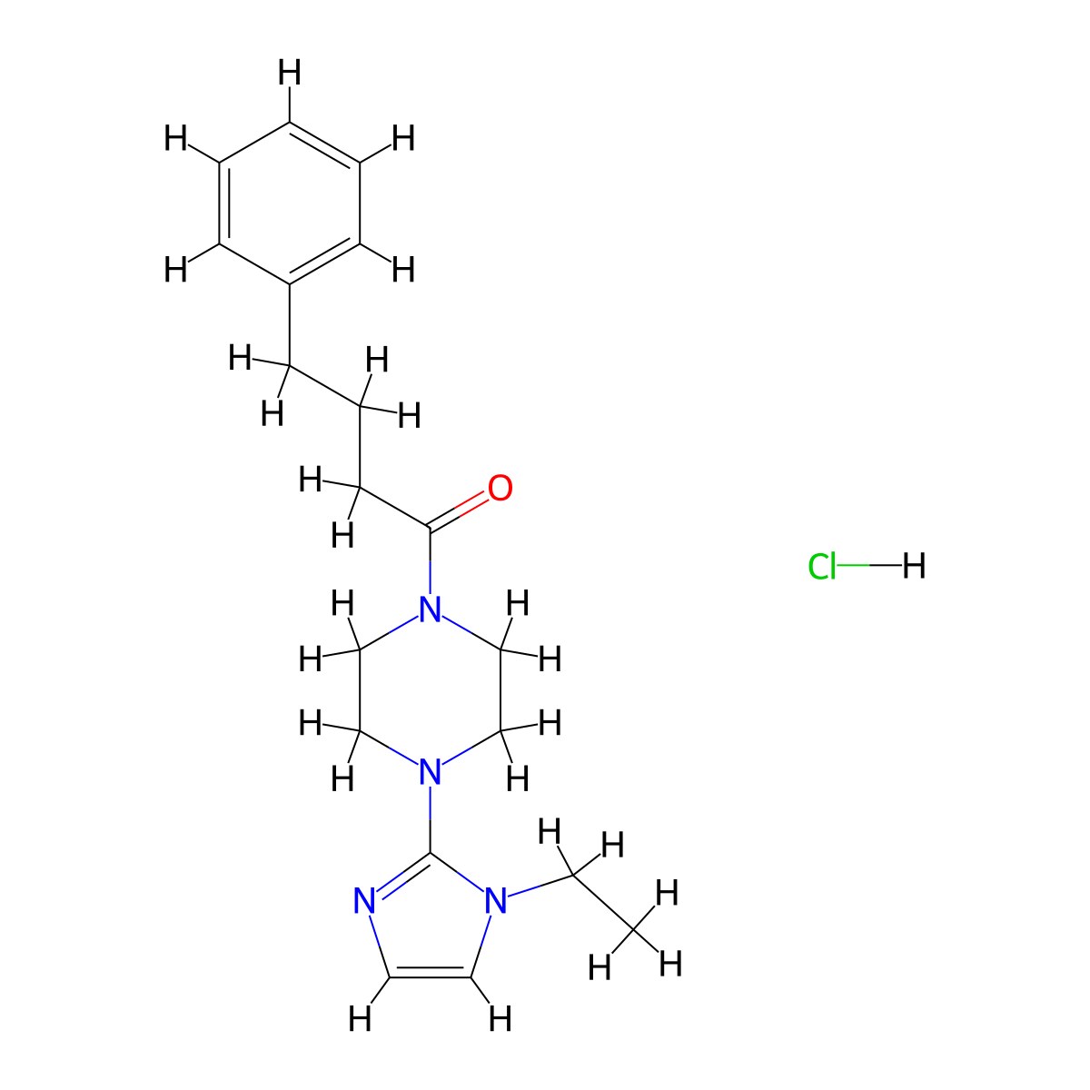 1-(4-(1-ethyl-1H-imidazol-2-yl)piperazin-1-yl)-4-phenylbutan-1-one hydrochloride molecular structure, CAS 1190017-33-4