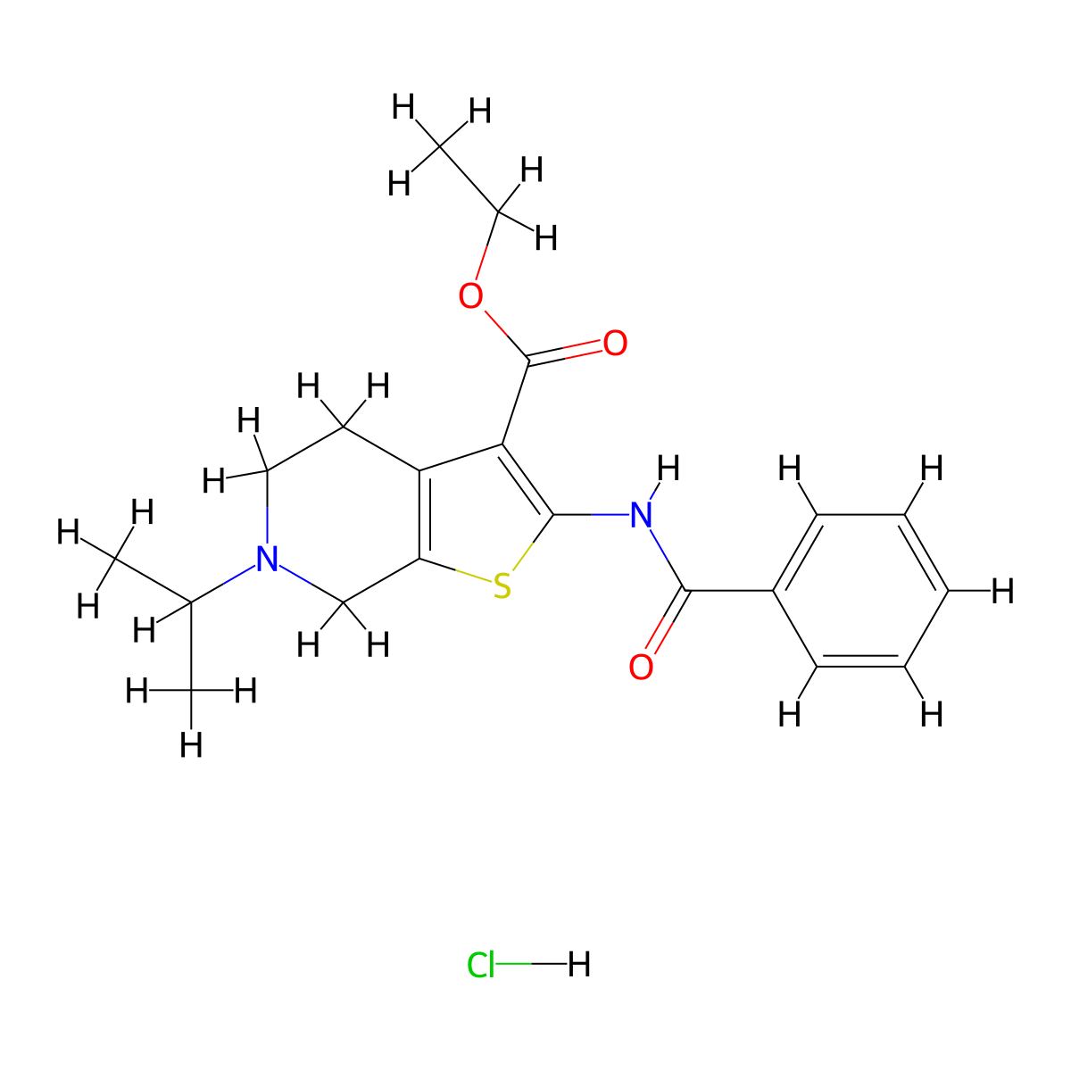 Ethyl 2-benzamido-6-isopropyl-4,5,6,7-tetrahydrothieno[2,3-c]pyridine-3-carboxylate hydrochloride molecular structure, CAS 1190017-40-3