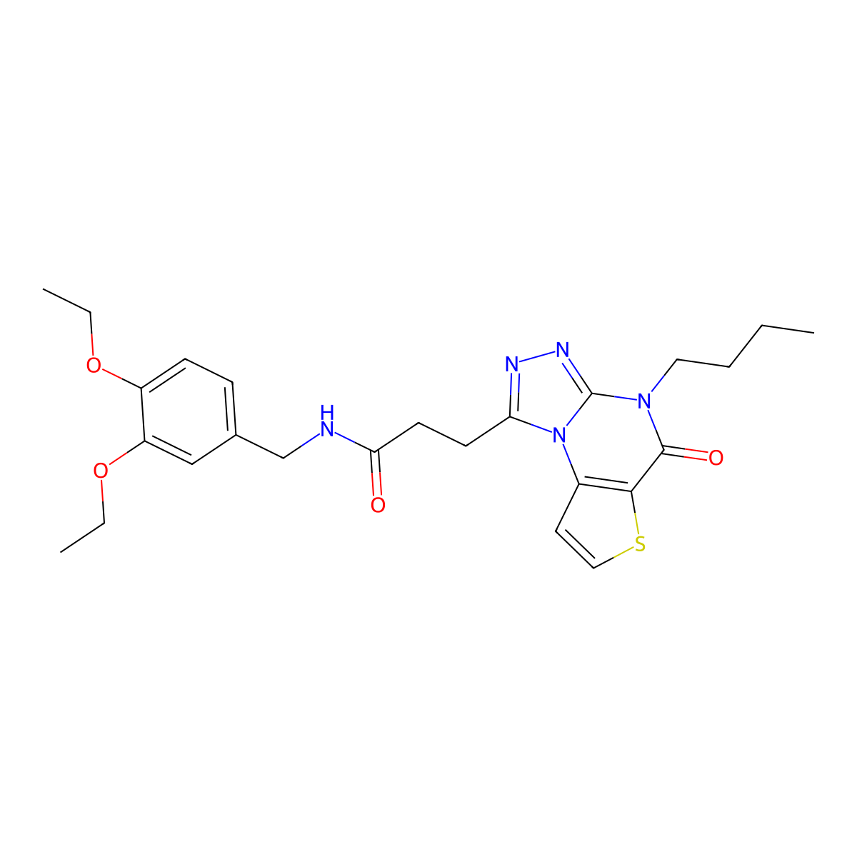 3-(4-butyl-5-oxo-4,5-dihydrothieno[2,3-e][1,2,4]triazolo[4,3-a]pyrimidin-1-yl)-N-(3,4-diethoxybenzyl)propanamide molecular structure, CAS 1190017-51-6