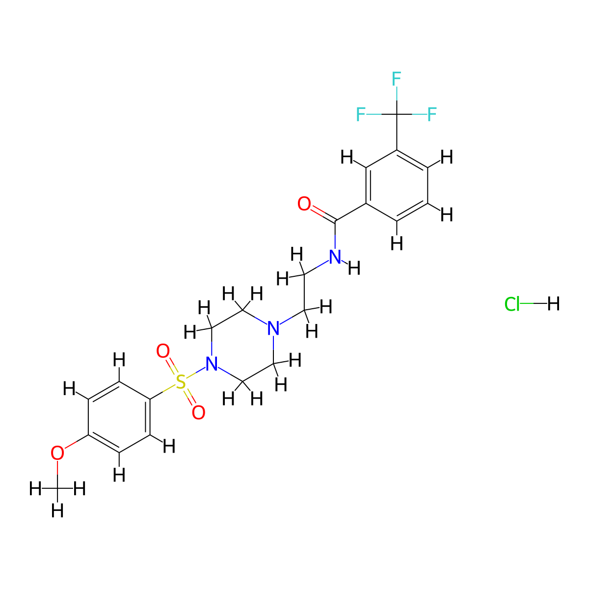 N-(2-(4-((4-methoxyphenyl)sulfonyl)piperazin-1-yl)ethyl)-3-(trifluoromethyl)benzamide hydrochloride molecular structure, CAS 1190017-77-6