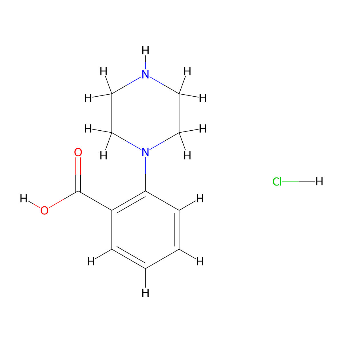 2-(Piperazin-1-YL)benzoic acid hydrochloride molecular structure, CAS 1190017-87-8
