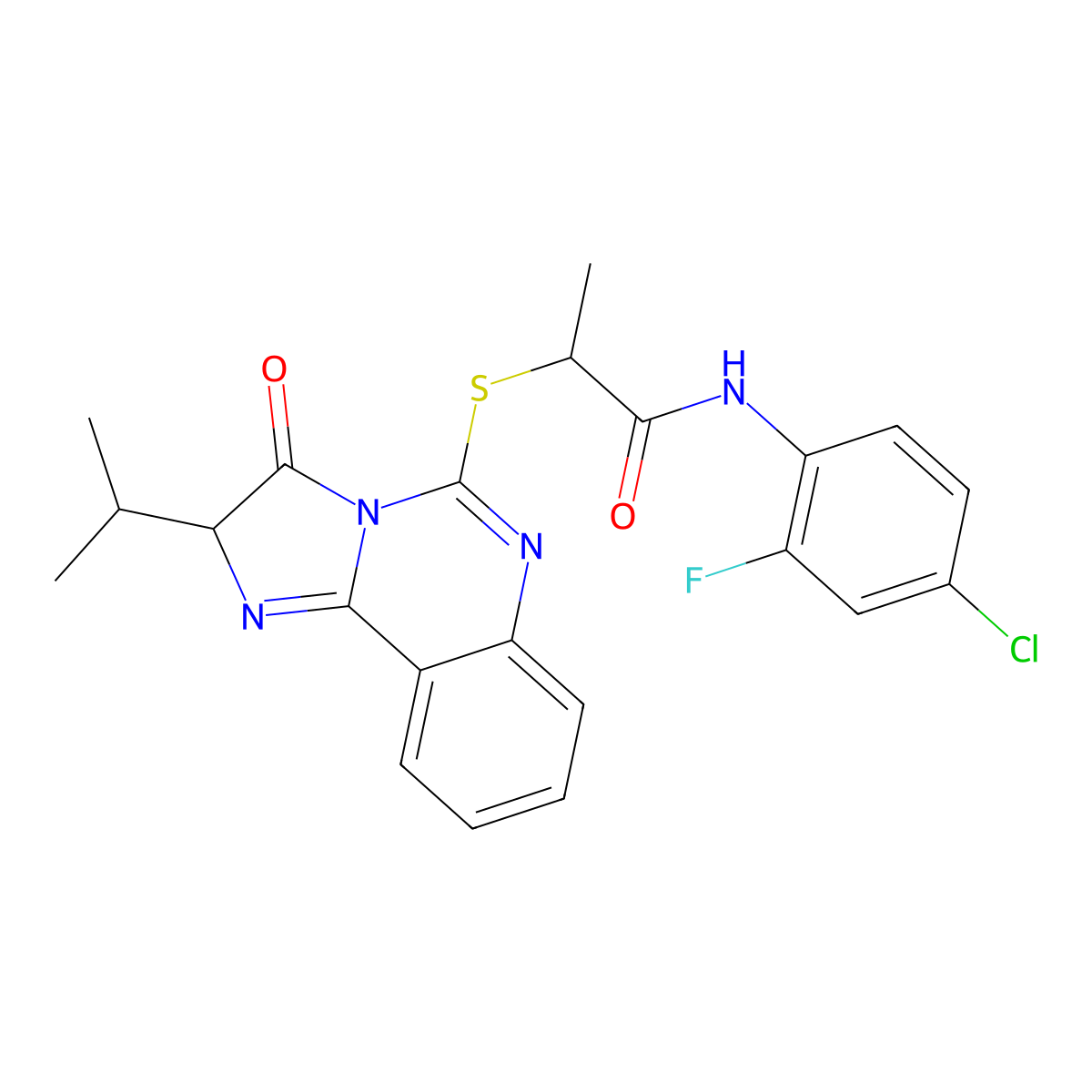 N-(4-chloro-2-fluorophenyl)-2-{[3-oxo-2-(propan-2-yl)-2H,3H-imidazo[1,2-c]quinazolin-5-yl]sulfanyl}propanamide molecular structure, CAS 1190017-95-8