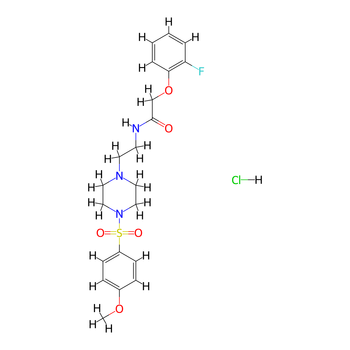 2-(2-fluorophenoxy)-N-(2-(4-((4-methoxyphenyl)sulfonyl)piperazin-1-yl)ethyl)acetamide hydrochloride molecular structure, CAS 1190019-52-3
