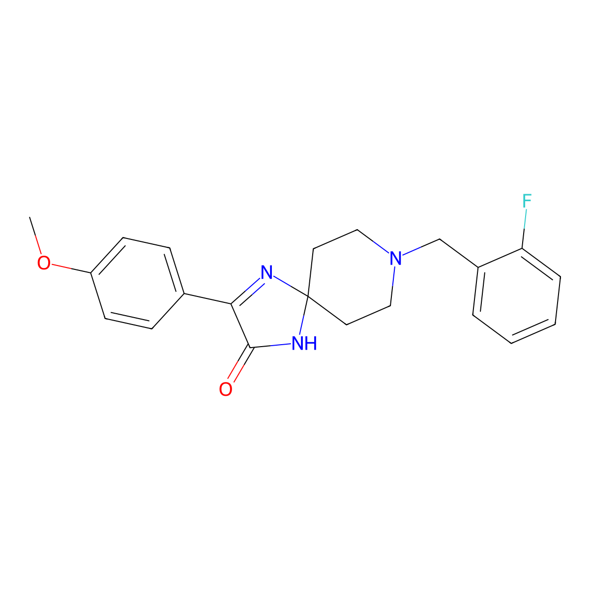 8-(2-Fluorobenzyl)-3-(4-methoxyphenyl)-1,4,8-triazaspiro[4.5]dec-3-en-2-one molecular structure, CAS 1190020-67-7