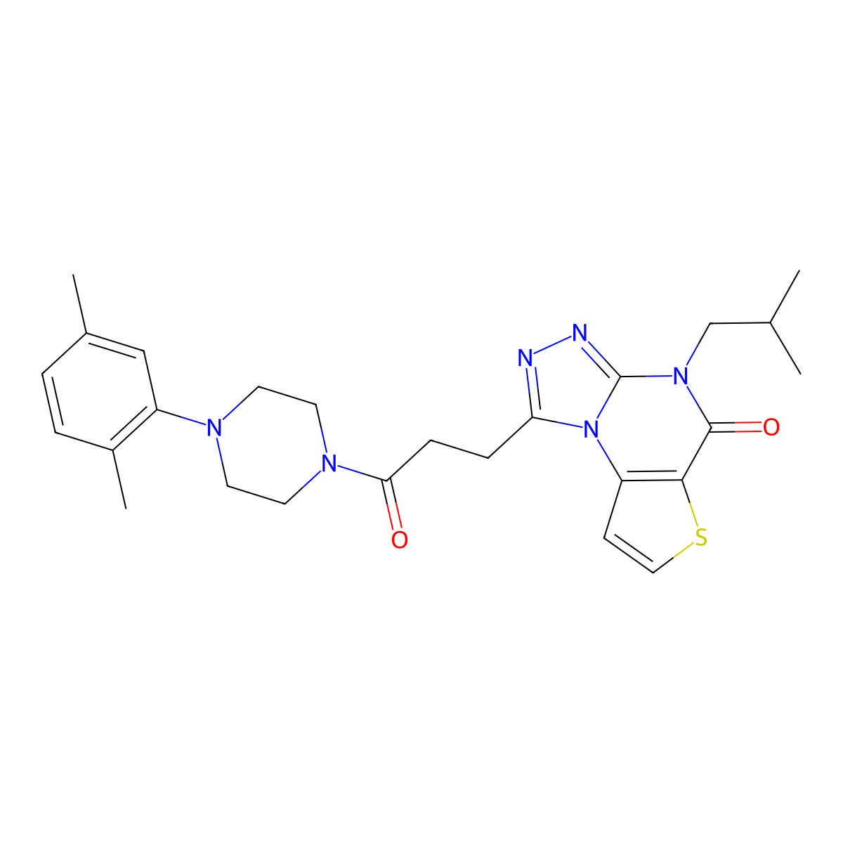 1-(3-(4-(2,5-dimethylphenyl)piperazin-1-yl)-3-oxopropyl)-4-isobutylthieno[2,3-e][1,2,4]triazolo[4,3-a]pyrimidin-5(4H)-one molecular structure, CAS 1190021-19-2