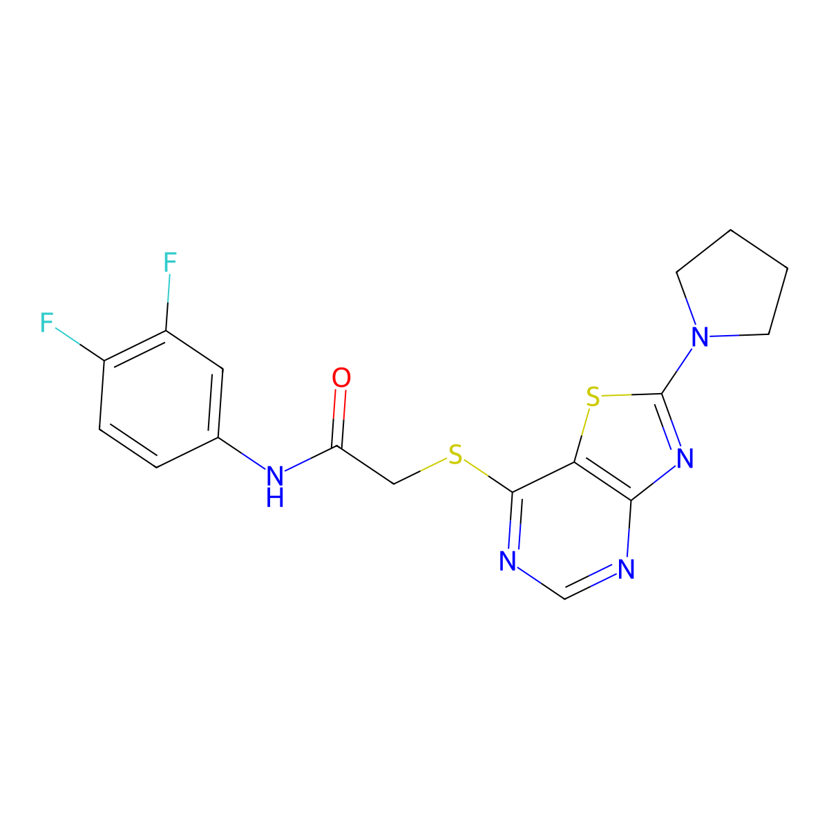 N-(3,4-difluorophenyl)-2-((2-(pyrrolidin-1-yl)thiazolo[4,5-d]pyrimidin-7-yl)thio)acetamide molecular structure, CAS 1190021-54-5