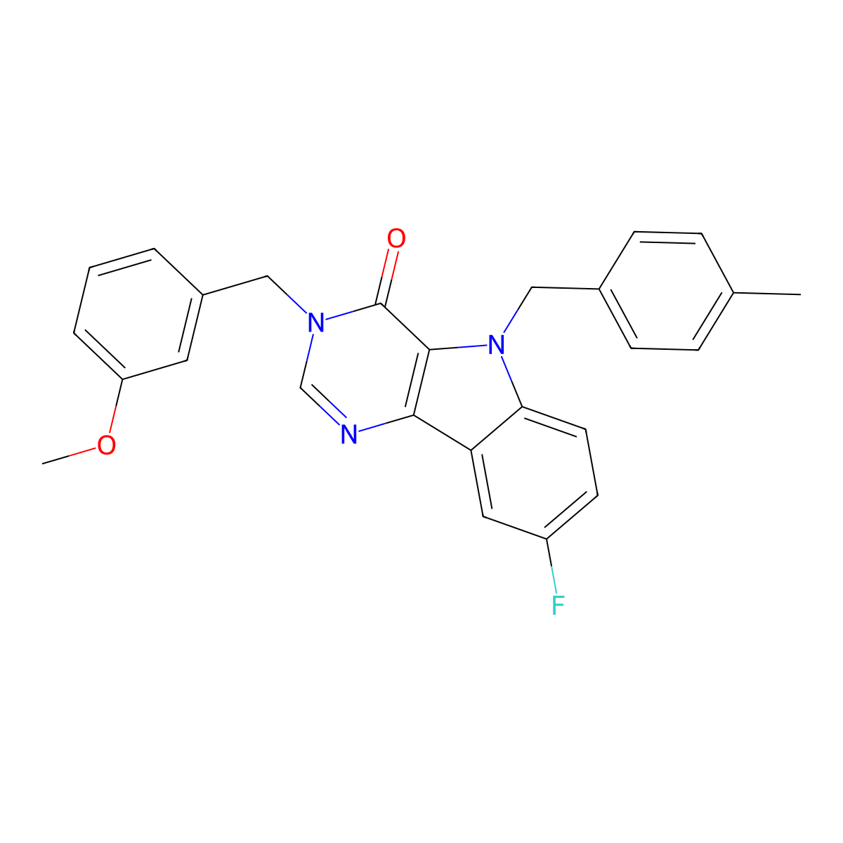 8-fluoro-3-(3-methoxybenzyl)-5-(4-methylbenzyl)-3H-pyrimido[5,4-b]indol-4(5H)-one molecular structure, CAS 1190022-58-2