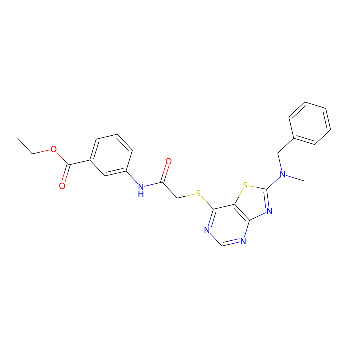 Ethyl 3-(2-((2-(benzyl(methyl)amino)thiazolo[4,5-d]pyrimidin-7-yl)thio)acetamido)benzoate molecular structure, CAS 1190022-97-9