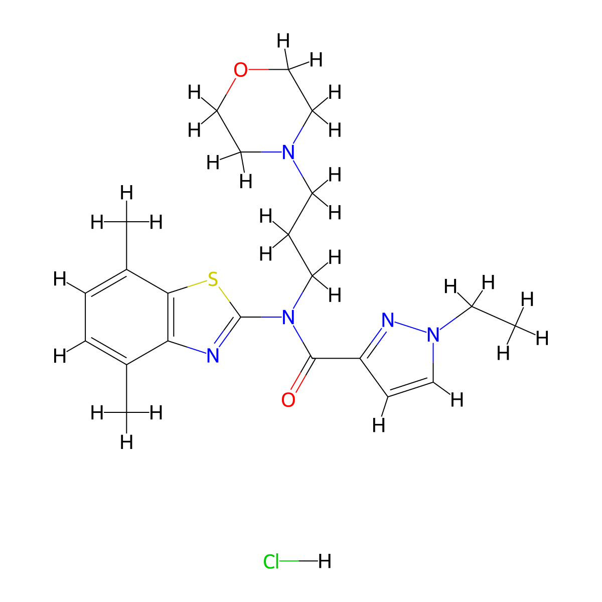 N-(4,7-dimethylbenzo[d]thiazol-2-yl)-1-ethyl-N-(3-morpholinopropyl)-1H-pyrazole-3-carboxamide hydrochloride molecular structure, CAS 1190023-23-4