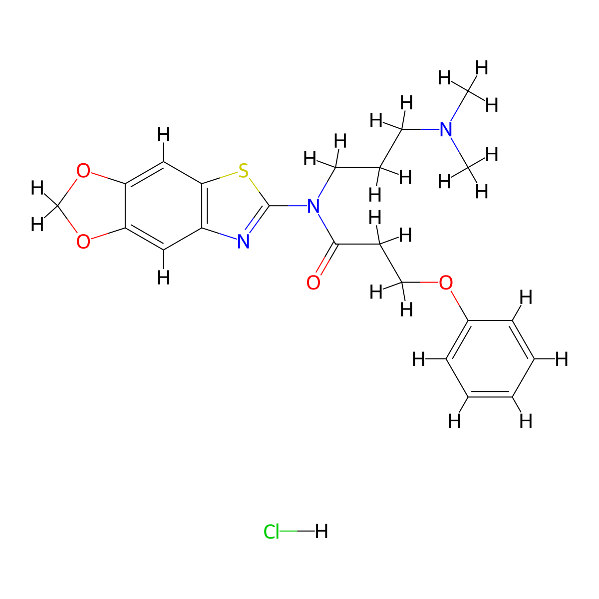 N-[3-(dimethylamino)propyl]-N-{4,6-dioxa-10-thia-12-azatricyclo[7.3.0.0^{3,7}]dodeca-1(9),2,7,11-tetraen-11-yl}-3-phenoxypropanamide hydrochloride molecular structure, CAS 1190023-83-6