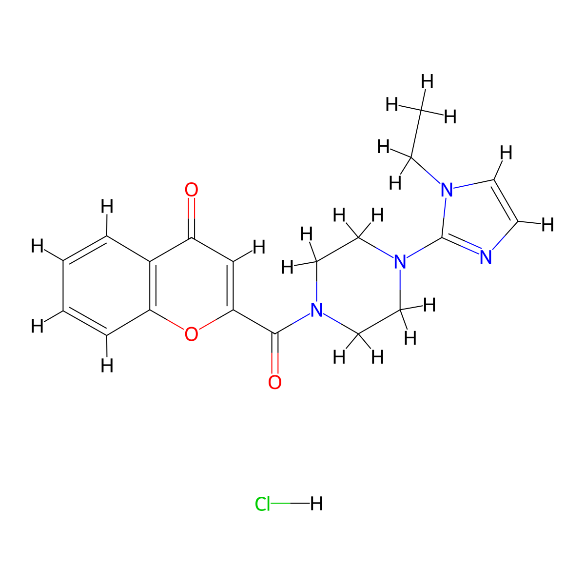 2-[4-(1-ethyl-1H-imidazol-2-yl)piperazine-1-carbonyl]-4H-chromen-4-one hydrochloride molecular structure, CAS 1190023-84-7