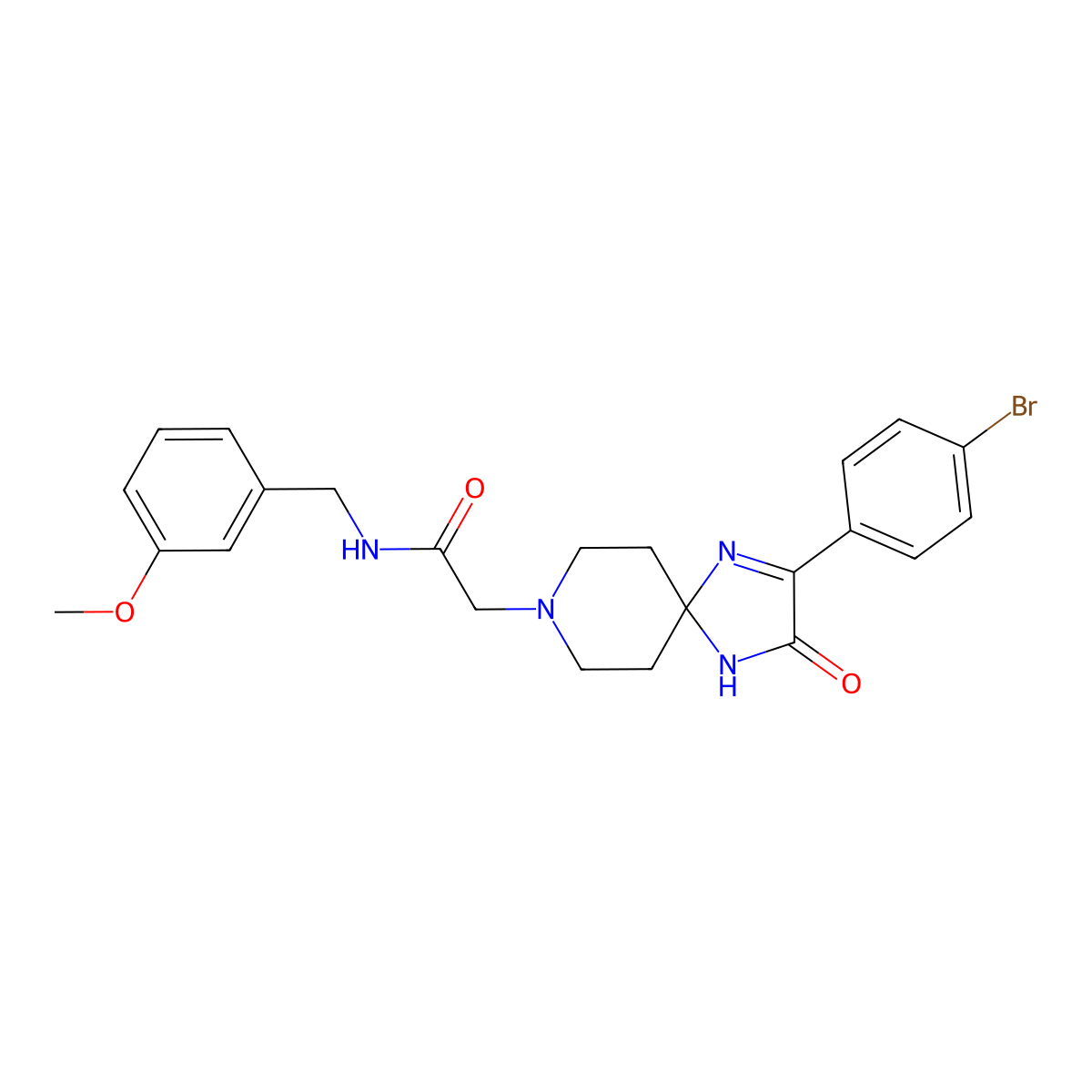 2-(2-(4-bromophenyl)-3-oxo-1,4,8-triazaspiro[4.5]dec-1-en-8-yl)-N-(3-methoxybenzyl)acetamide molecular structure, CAS 1190023-85-8