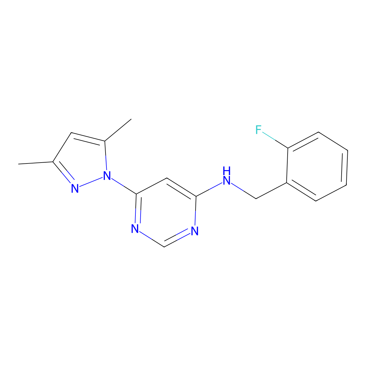 6-(3,5-dimethyl-1H-pyrazol-1-yl)-N-[(2-fluorophenyl)methyl]pyrimidin-4-amine molecular structure, CAS 1190024-00-0