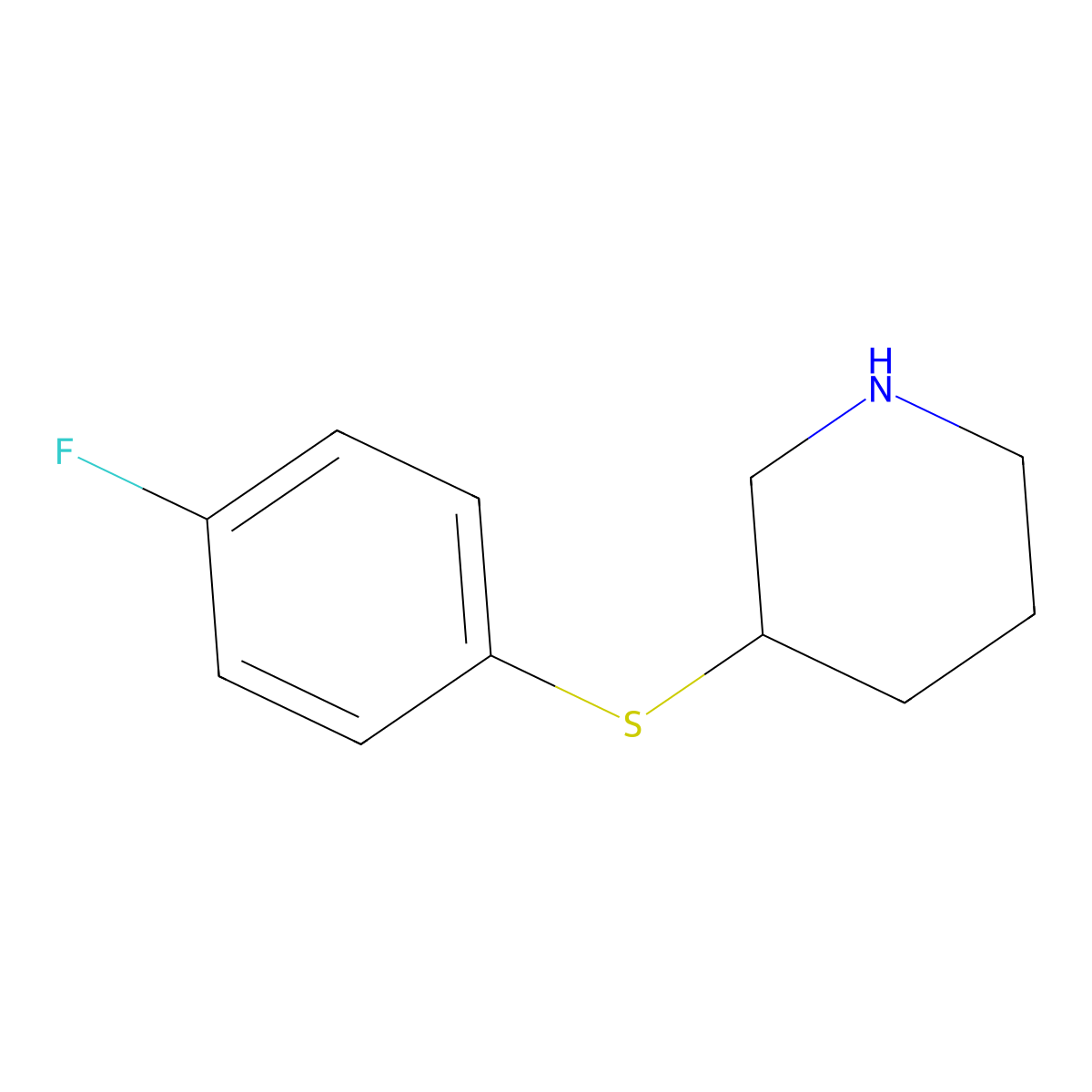 3-[(4-Fluorophenyl)sulfanyl]piperidine molecular structure, CAS 1190043-33-4