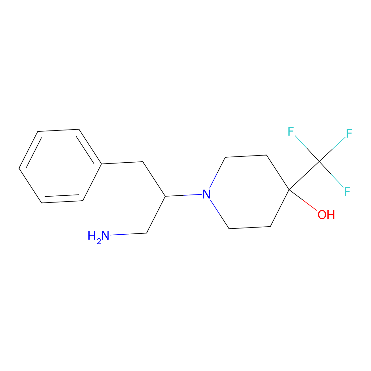 1-(1-Amino-3-phenylpropan-2-yl)-4-(trifluoromethyl)piperidin-4-ol molecular structure, CAS 1190043-61-8