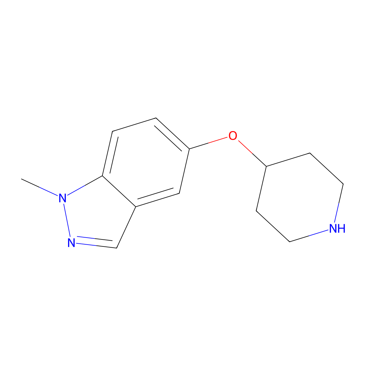 1-Methyl-5-(4-piperidinyloxy)-1H-indazole molecular structure, CAS 1190043-64-1
