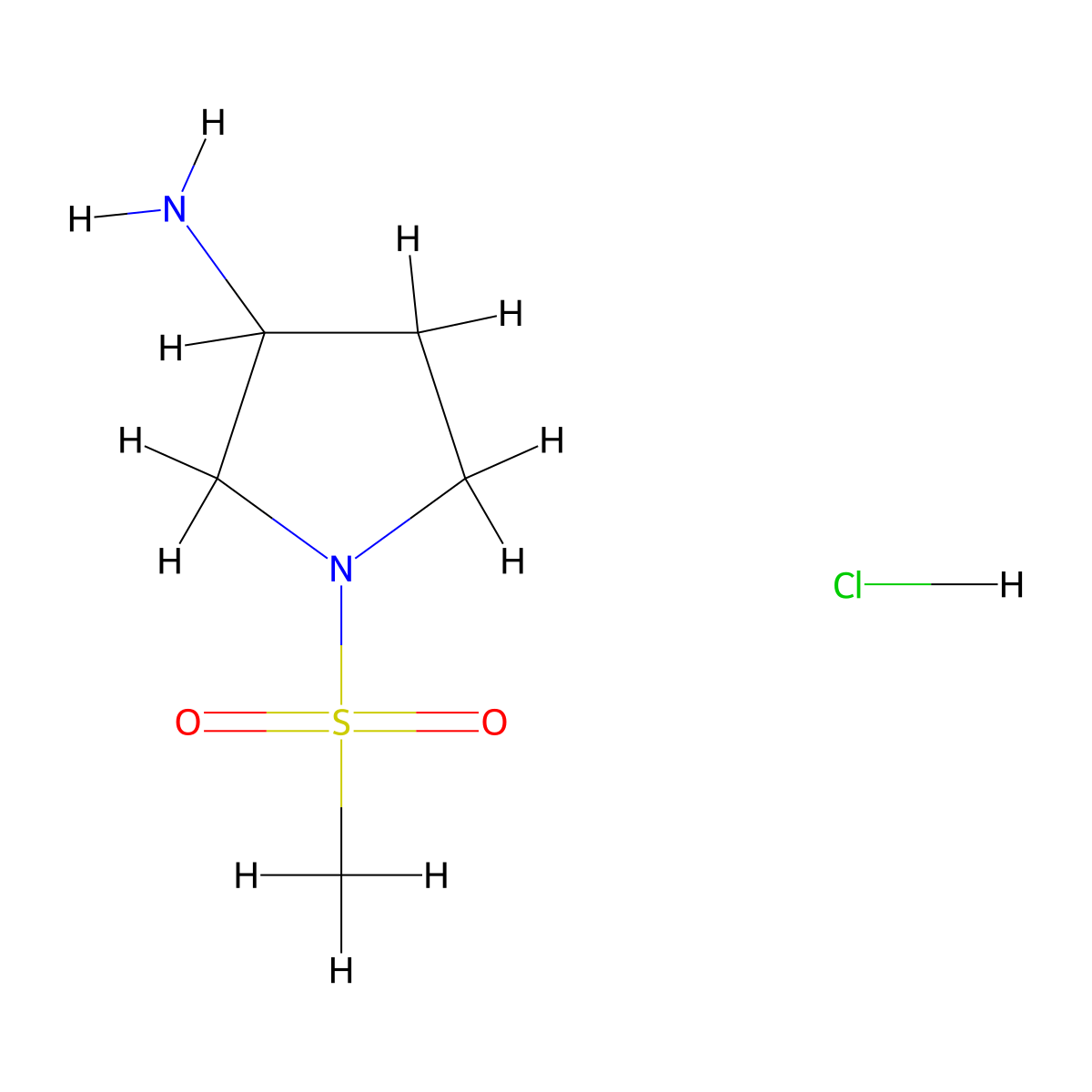 1-Methanesulfonylpyrrolidin-3-amine hydrochloride molecular structure, CAS 1190044-27-9