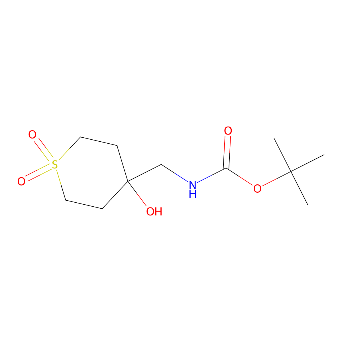 Tert-butyl n-[(4-hydroxy-1,1-dioxo-1lambda6-thian-4-yl)methyl]carbamate molecular structure, CAS 1190044-29-1