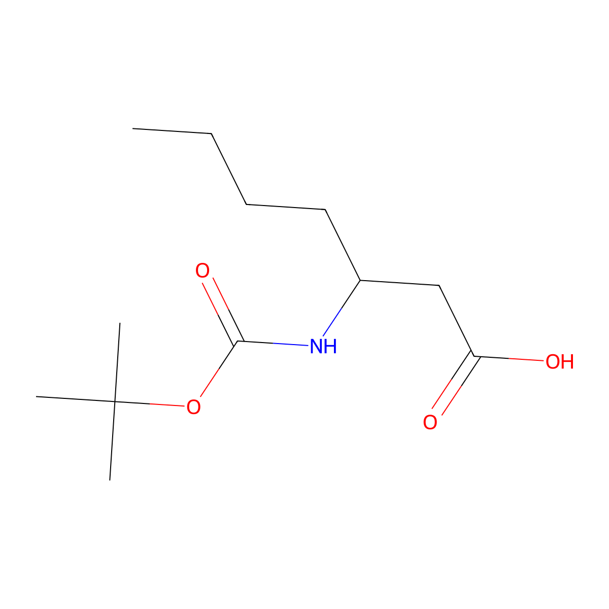 (S)-3-((tert-butoxycarbonyl)amino)heptanoic acid molecular structure, CAS 119005-45-7
